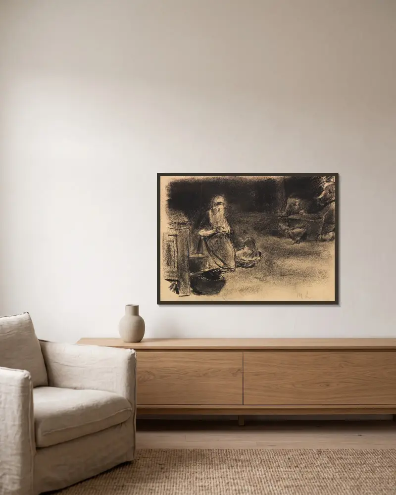 Bondkvinna i Los Huus av Max Liebermann inramad på en vägg