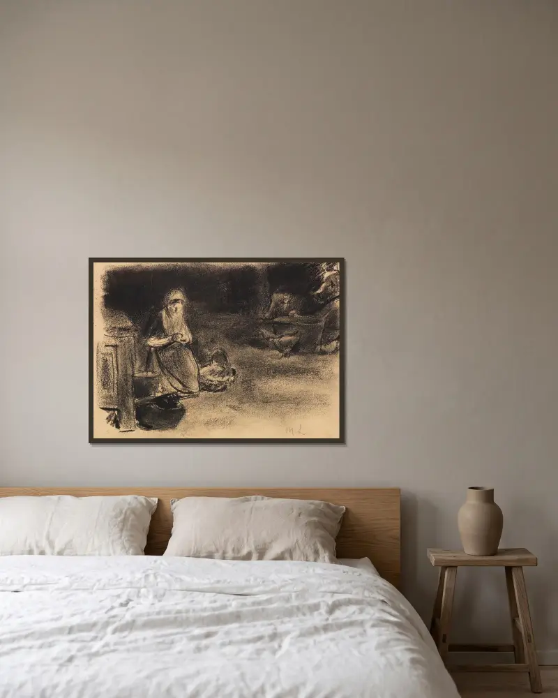 Bondkvinna i Los Huus av Max Liebermann inramad på en vägg
