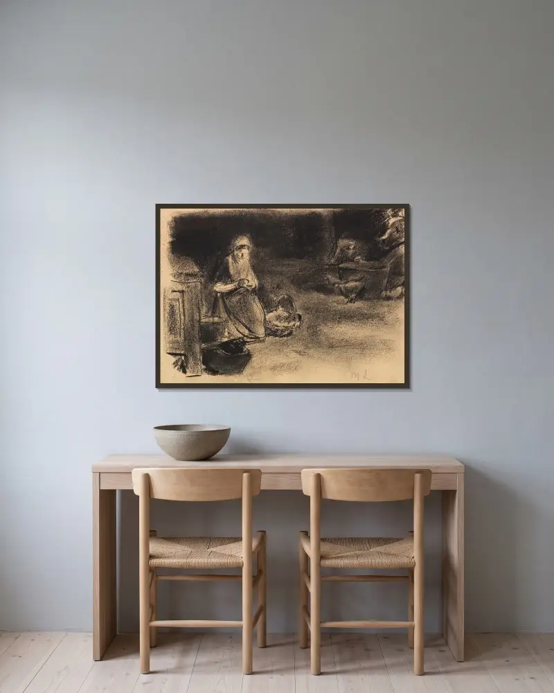 Bondkvinna i Los Huus av Max Liebermann inramad på en vägg