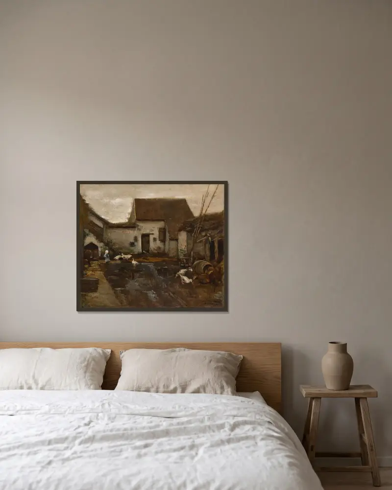 Bondgård i Barbizon av Max Liebermann inramad på en vägg