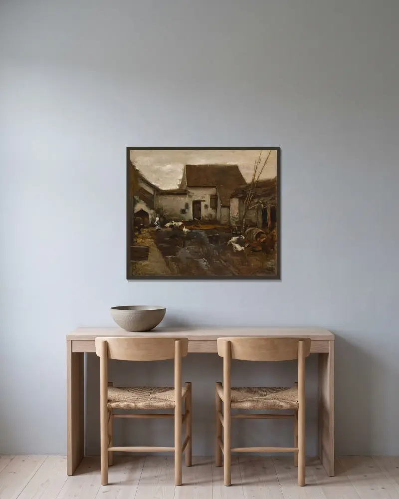 Bondgård i Barbizon av Max Liebermann inramad på en vägg