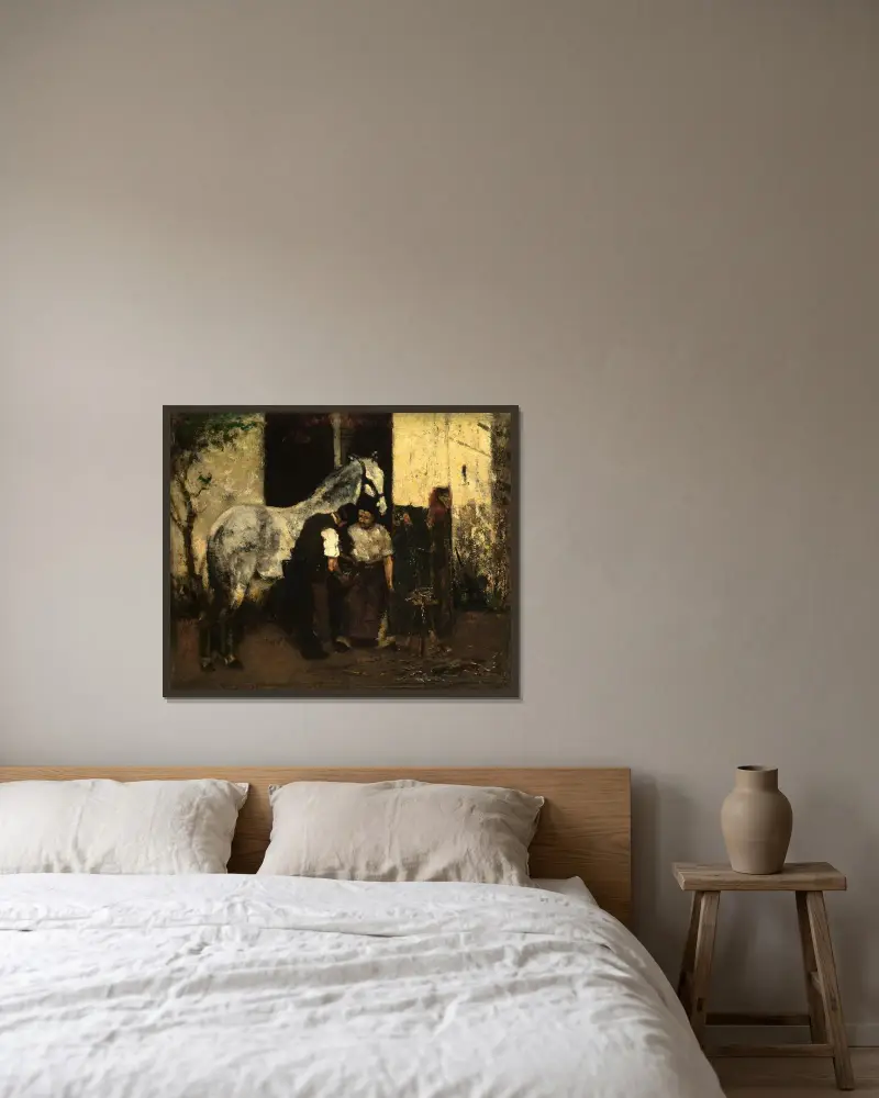 Hos hovslagaren av Max Liebermann inramad på en vägg