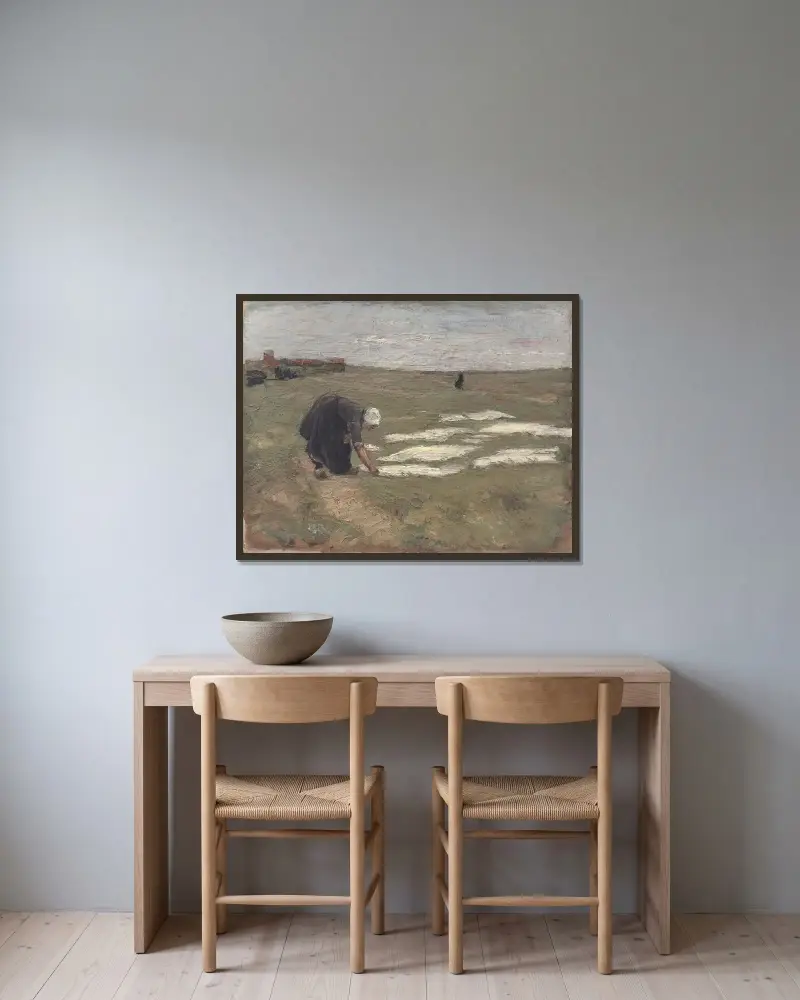Blekning på dynerna vid Katwijk av Max Liebermann inramad på en vägg