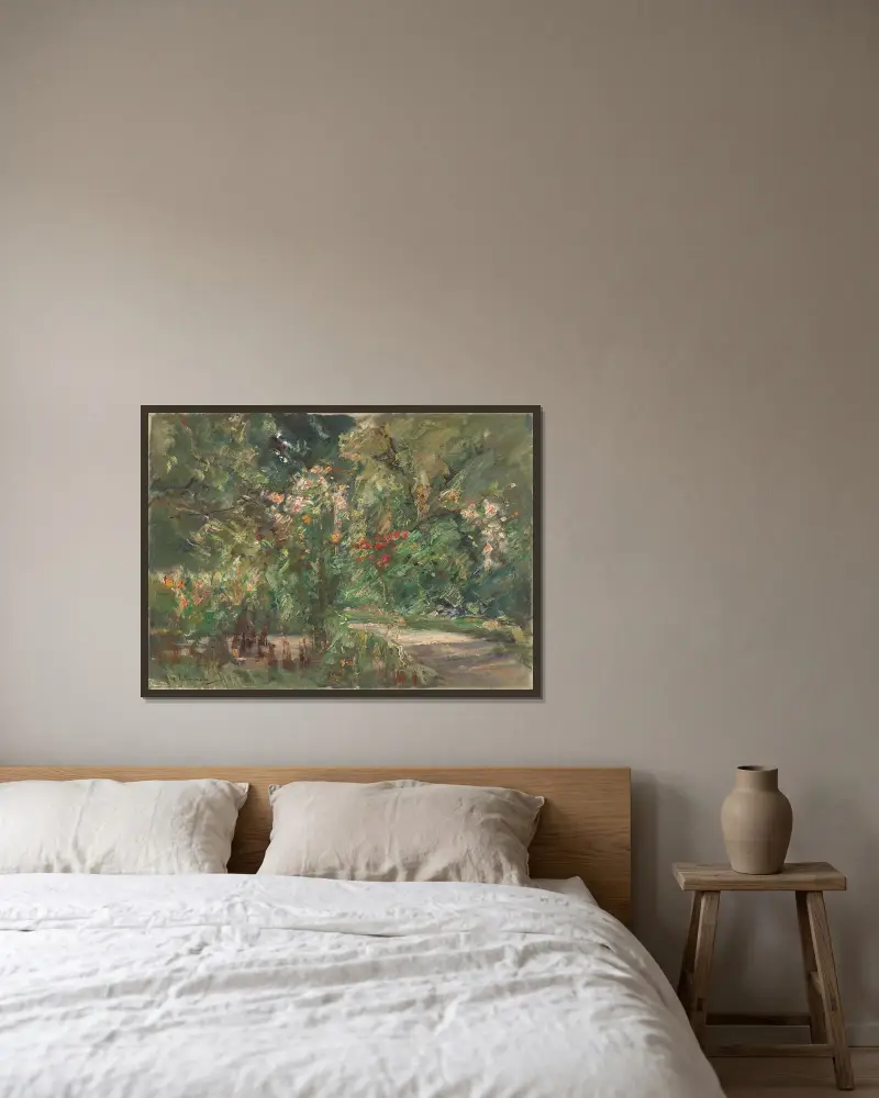 Blomsterperenner i köksträdgården mot nordväst av Max Liebermann inramad på en vägg
