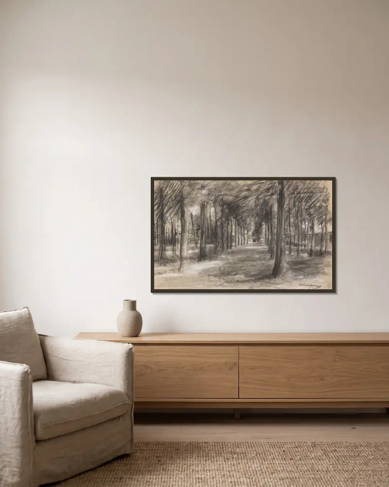Brink (Dorfanger) in Laren von Max Liebermann gerahmt an einer Wand