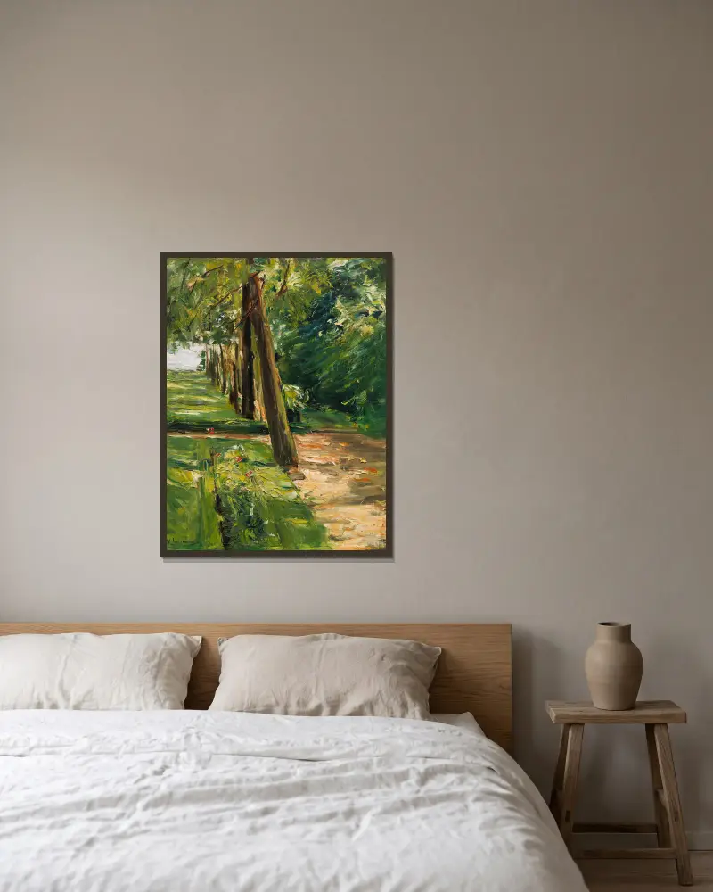 Die Birkenallee im Wannseegarten nach Osten, Wohl av Max Liebermann inramad på en vägg