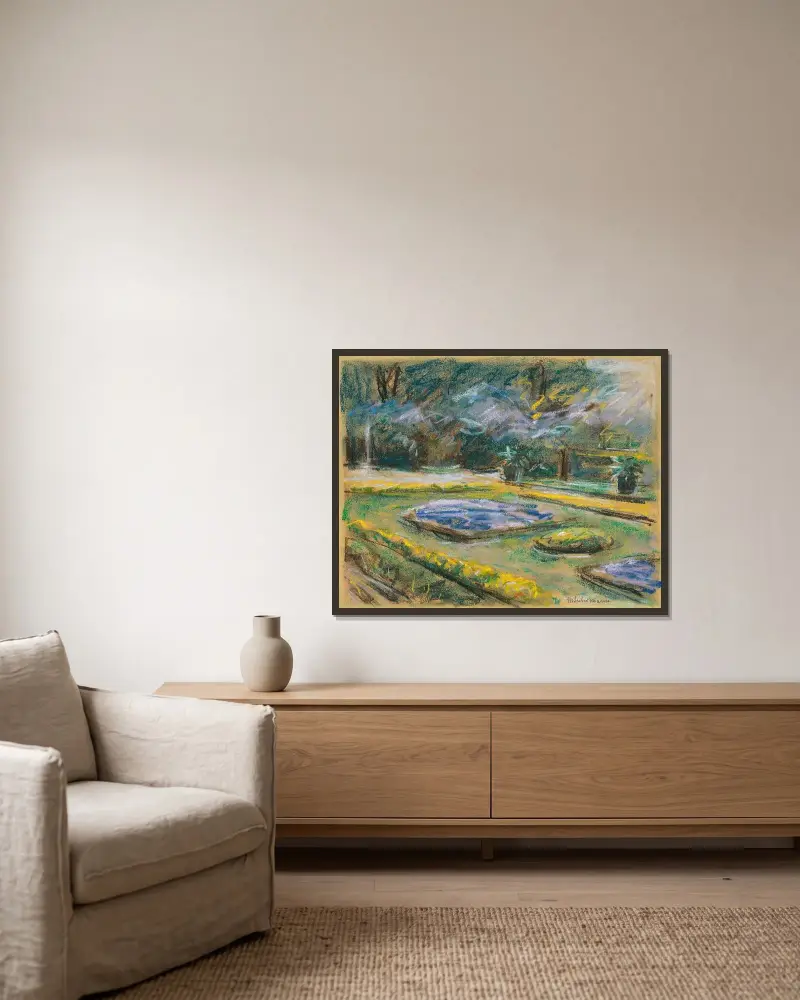 Blumenterassen i Wannseeträdgården mot nordost av Max Liebermann inramad på en vägg