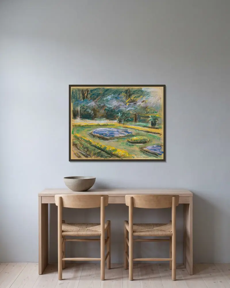 Blumenterassen i Wannseeträdgården mot nordost av Max Liebermann inramad på en vägg