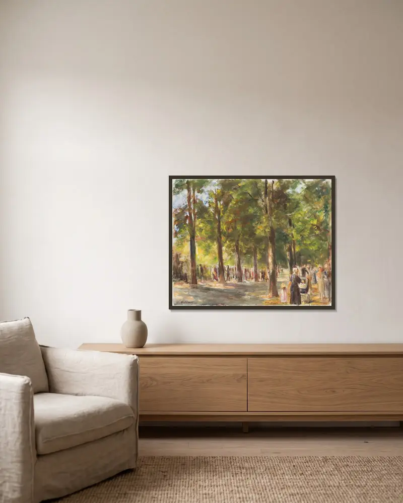 Die Große Seestraße in Wannsee mit Spaziergängern, 1920 – Nr. 2 von Max Liebermann gerahmt an einer Wand