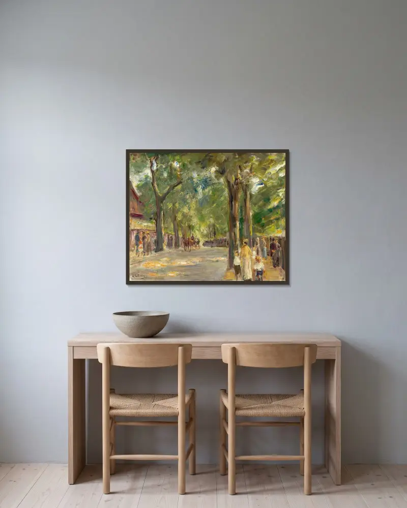 Die Große Seestrasse in Wannsee mit Spaziergängern av Max Liebermann inramad på en vägg