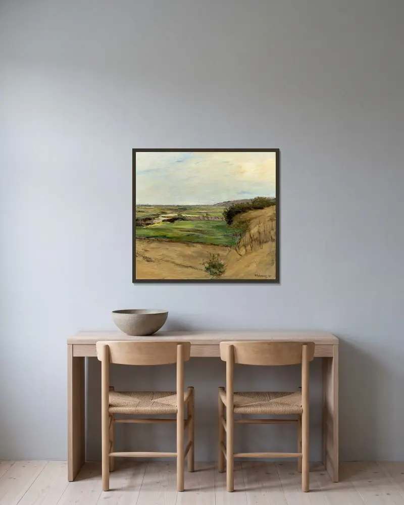 Dynlandskap av Max Liebermann inramad på en vägg