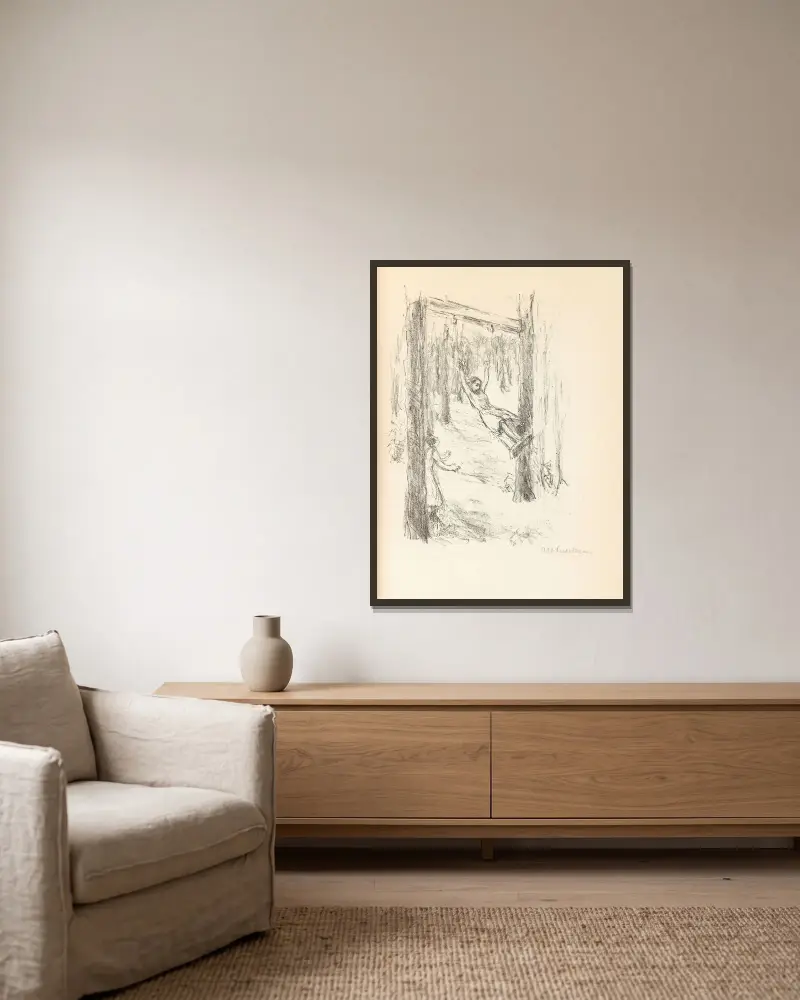 Fontane av Max Liebermann inramad på en vägg