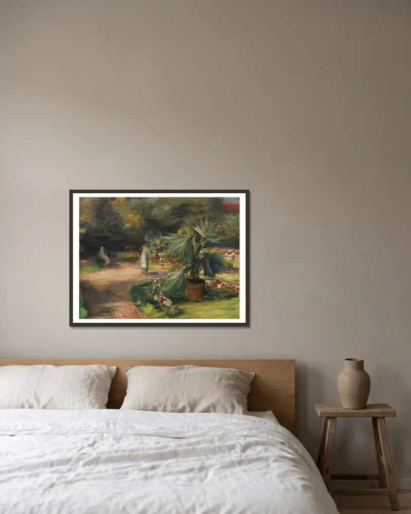 Garten mit Palme und zwei weiblichen Figuren av Max Liebermann inramad på en vägg