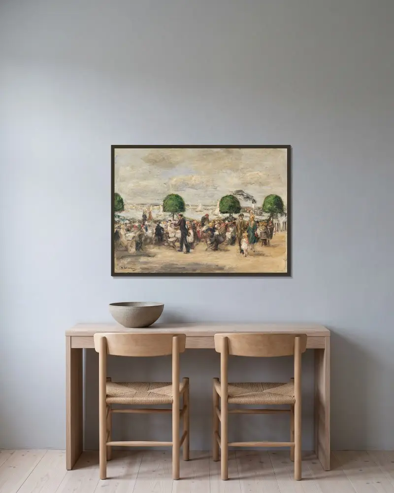 Trädgårdsrestaurang vid Wannsee – svenska paviljongen av Max Liebermann inramad på en vägg