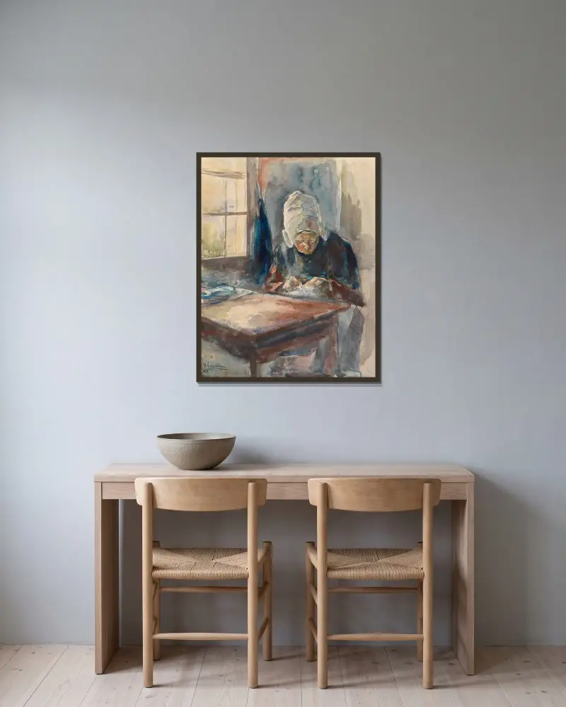 Holländska vid handarbete av Max Liebermann inramad på en vägg