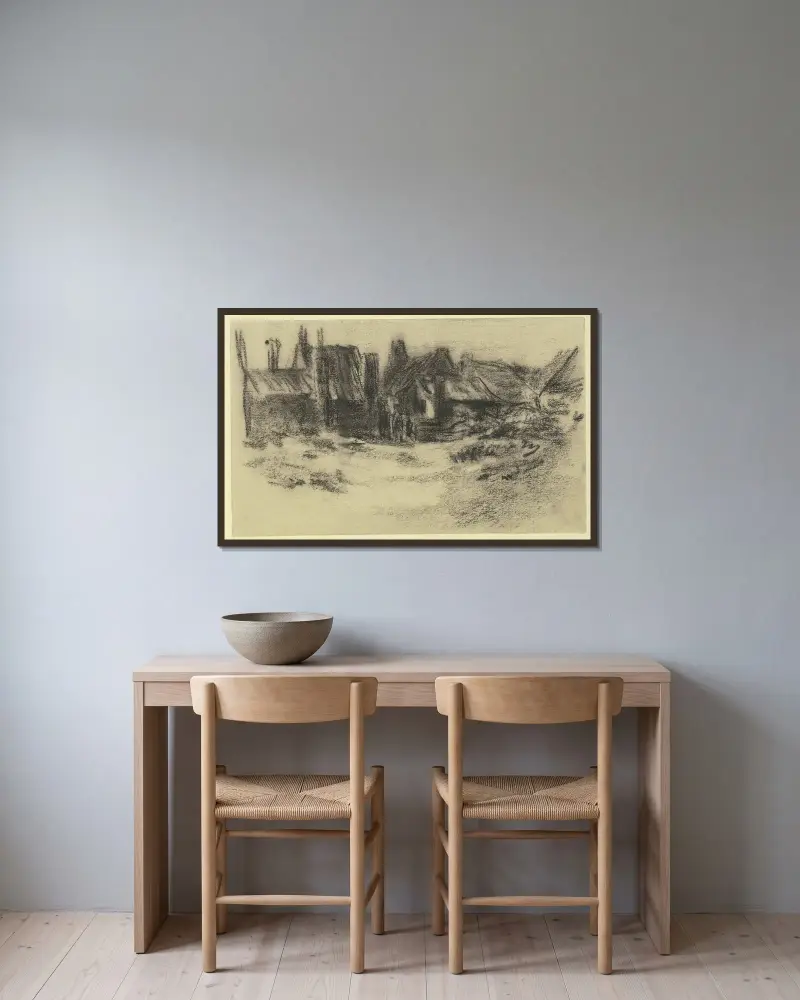 Hus i en fiskeby av Max Liebermann inramad på en vägg