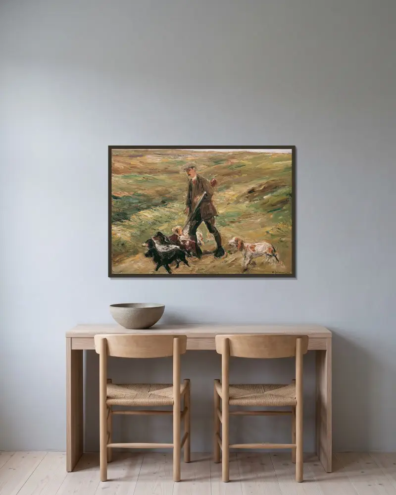 Jägare i dynerna av Max Liebermann inramad på en vägg