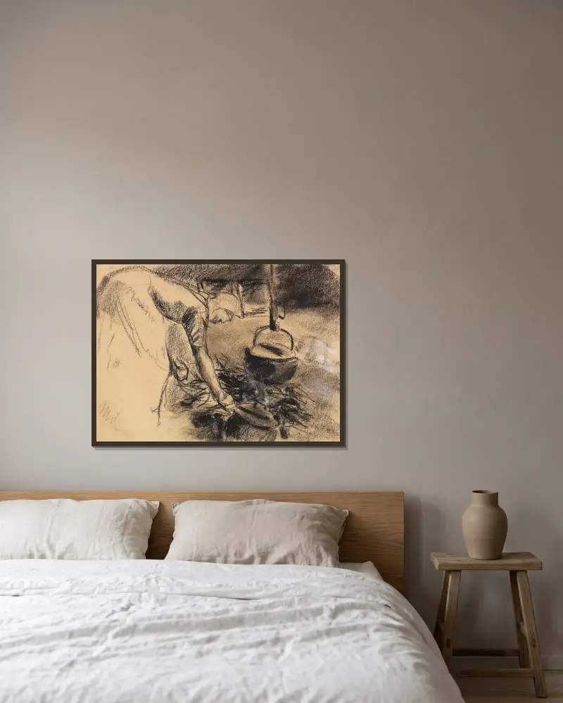 Kokplats av Max Liebermann inramad på en vägg