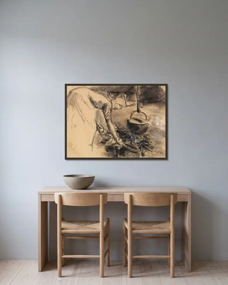 Kokplats av Max Liebermann inramad på en vägg