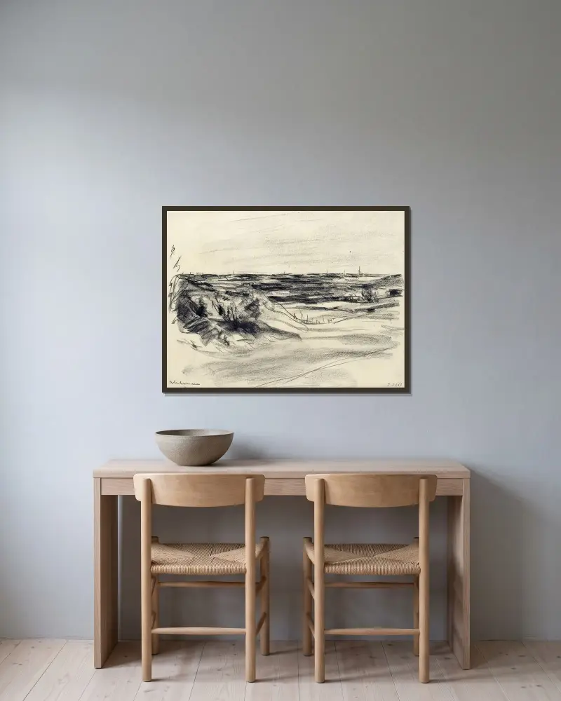 Landskap av Max Liebermann inramad på en vägg