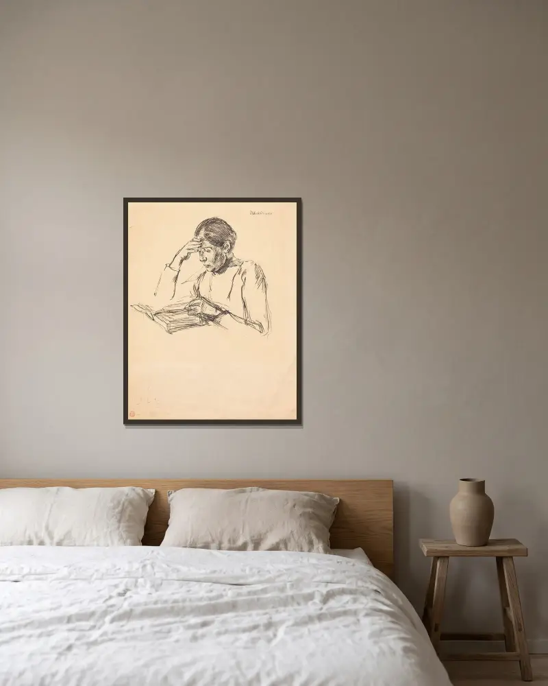 Lesende (Martha Liebermann) von Max Liebermann gerahmt an einer Wand