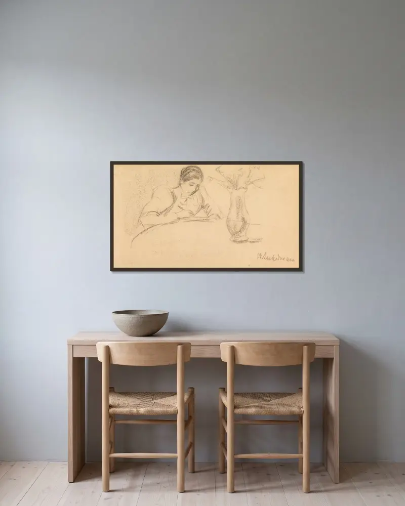 Läsande av Max Liebermann inramad på en vägg