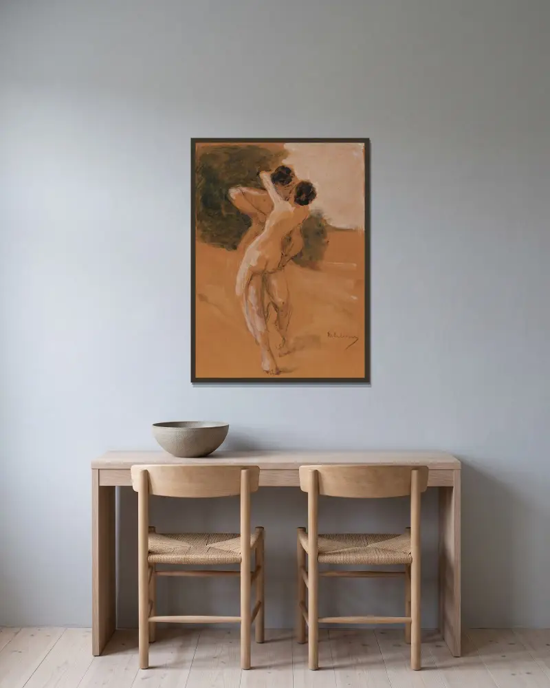 Älskande par av Max Liebermann inramad på en vägg
