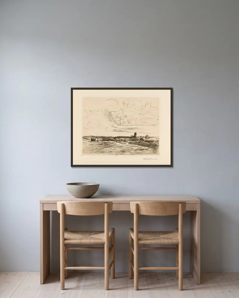Nordwykabend av Max Liebermann inramad på en vägg