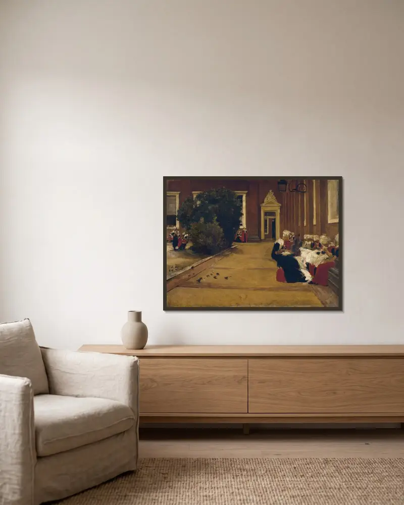 Föräldralösa flickor i Amsterdam av Max Liebermann inramad på en vägg