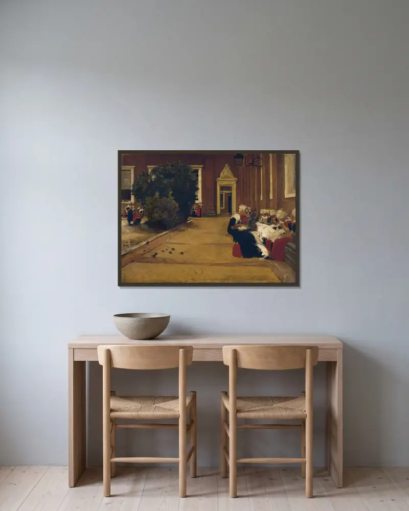 Föräldralösa flickor i Amsterdam av Max Liebermann inramad på en vägg