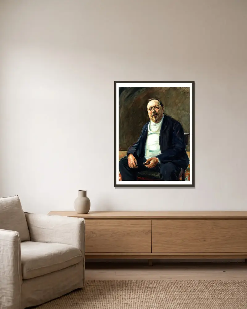 Portrait of Alfred von Berger av Max Liebermann inramad på en vägg