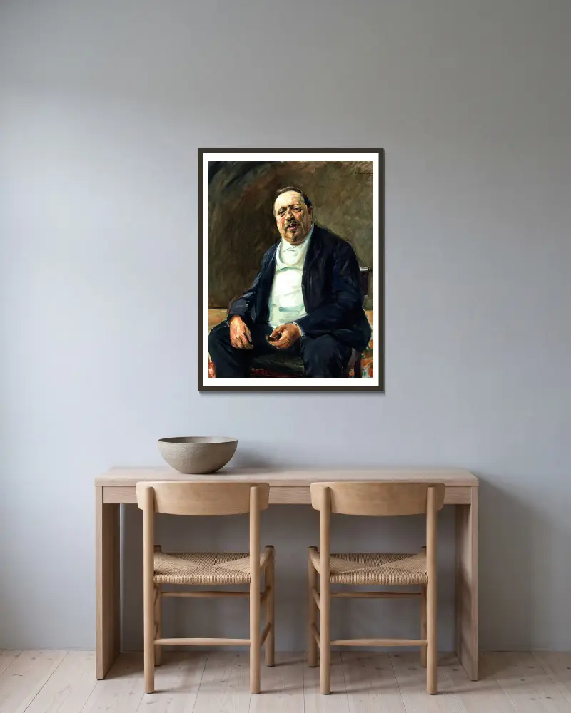 Portrait of Alfred von Berger av Max Liebermann inramad på en vägg