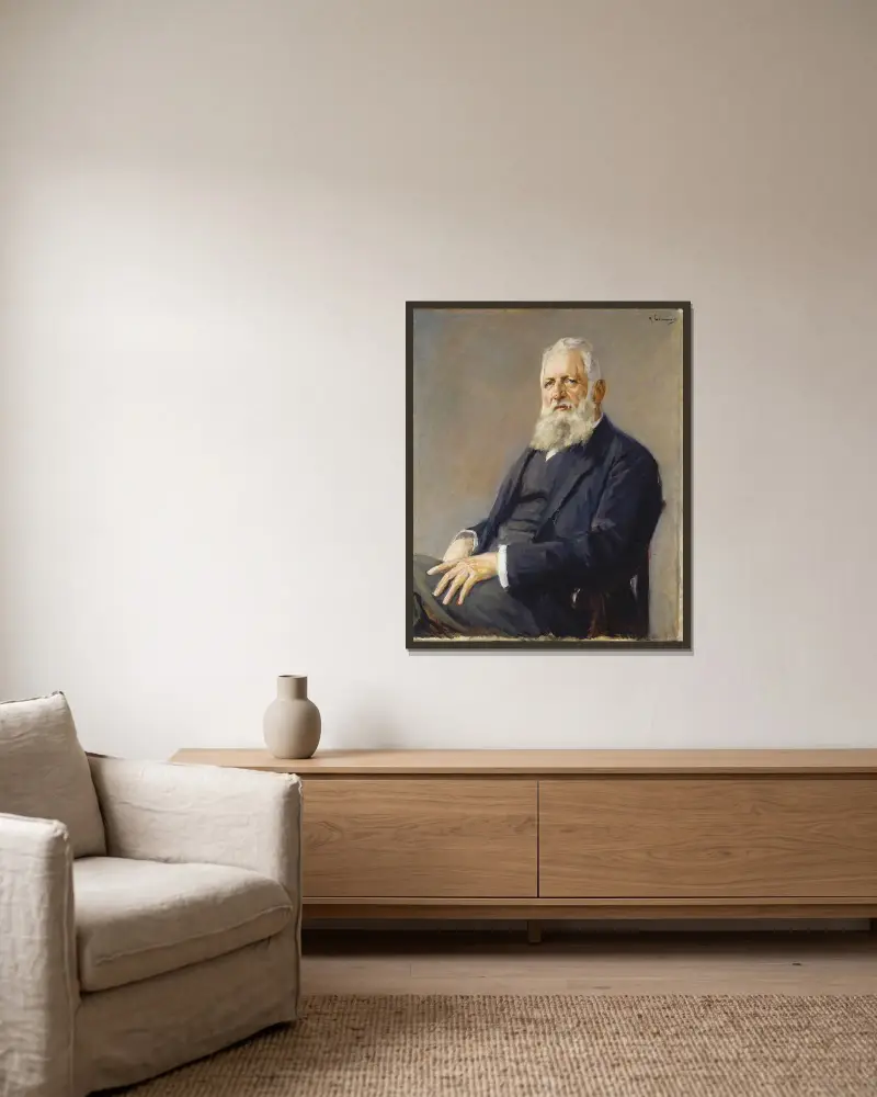 Porträt des Frankfurter Bürgermeisters Franz Adickes von Max Liebermann gerahmt an einer Wand