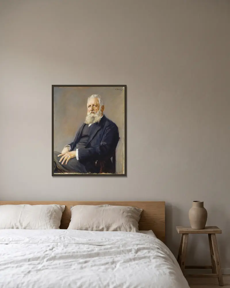 Porträt des Frankfurter Bürgermeisters Franz Adickes von Max Liebermann gerahmt an einer Wand
