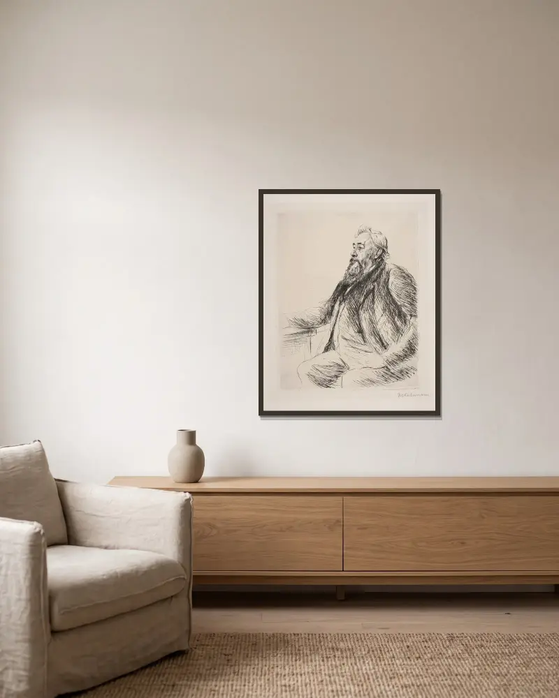 Porträtt Brinckmann av Max Liebermann inramad på en vägg