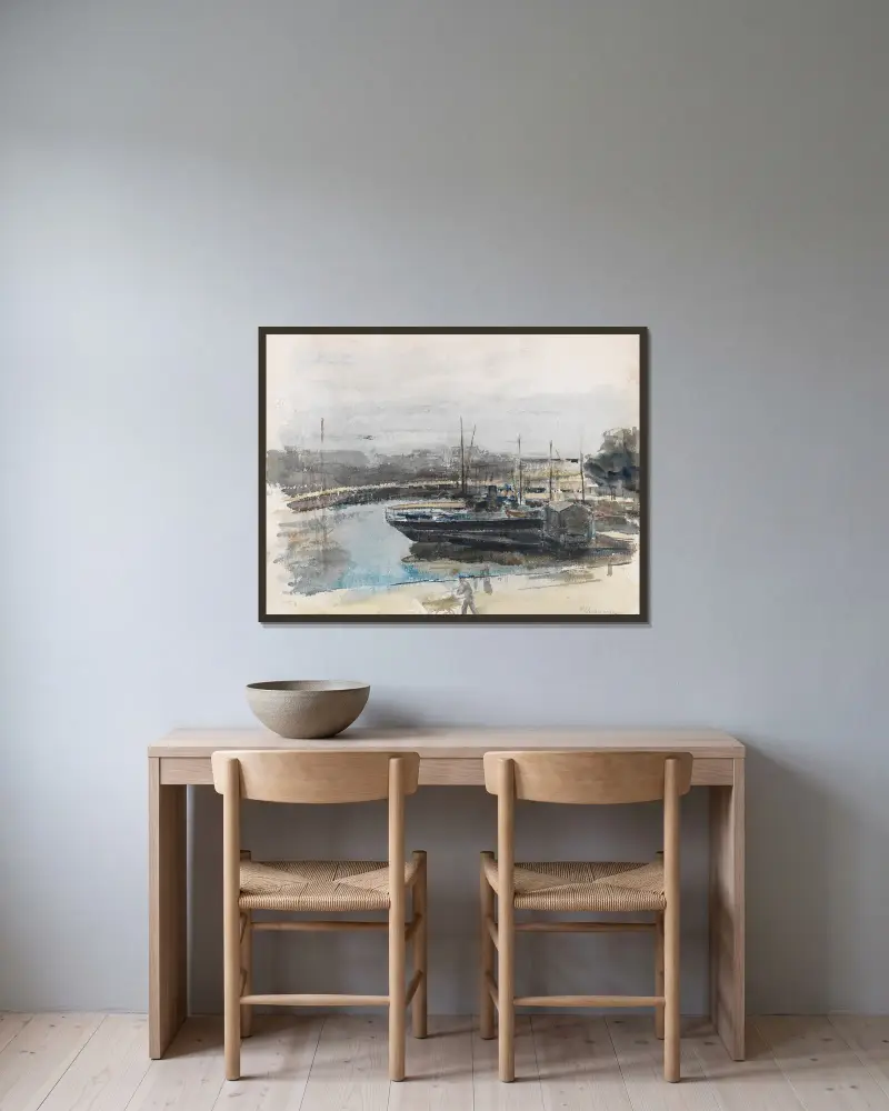 Kai in Hamburg von Max Liebermann gerahmt an einer Wand