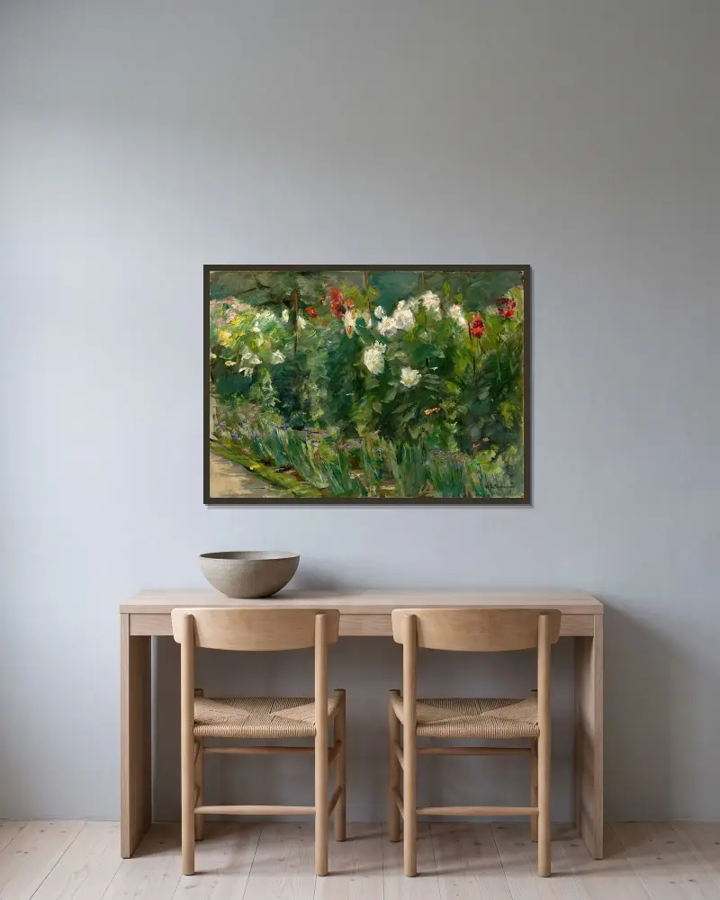 Röda och vita blommor mot sydost av Max Liebermann inramad på en vägg