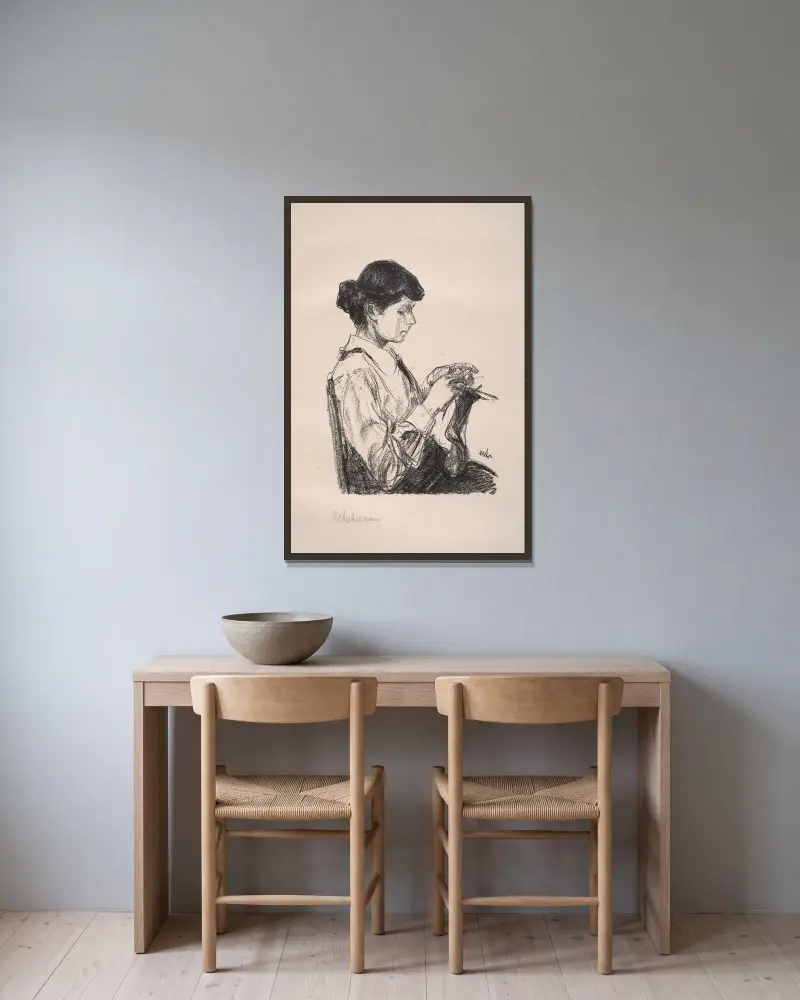 Schlesiska flickan av Max Liebermann inramad på en vägg