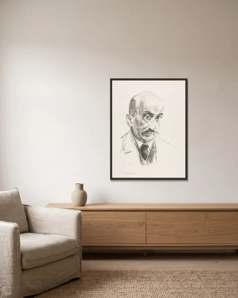 Självporträtt av Max Liebermann inramad på en vägg