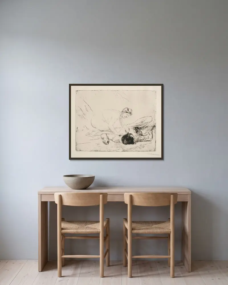 Simson och Delila av Max Liebermann inramad på en vägg
