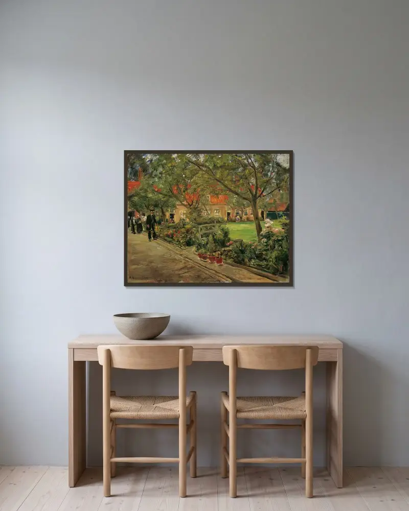 Spitalgarten in Edam av Max Liebermann inramad på en vägg