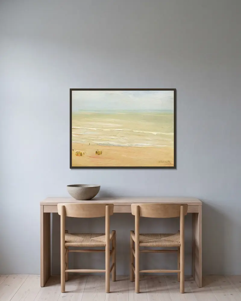 Strand och hav i Zandvoort – bränningvågor av Max Liebermann inramad på en vägg