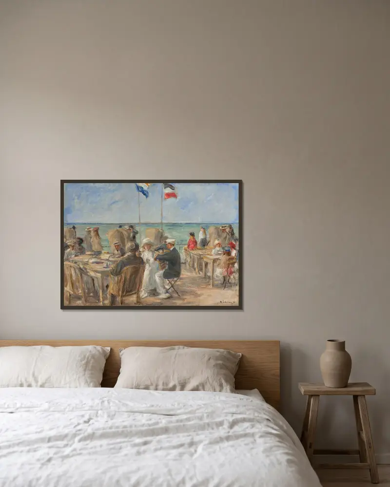 Strandterrass i Noordwijk (Huis ter Duin) av Max Liebermann inramad på en vägg