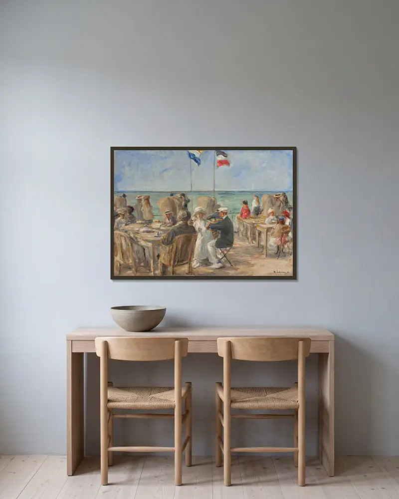 Strandterrass i Noordwijk (Huis ter Duin) av Max Liebermann inramad på en vägg