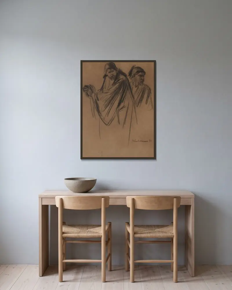 Studier för Sankt Paulus på vägen till Damaskus av Max Liebermann inramad på en vägg