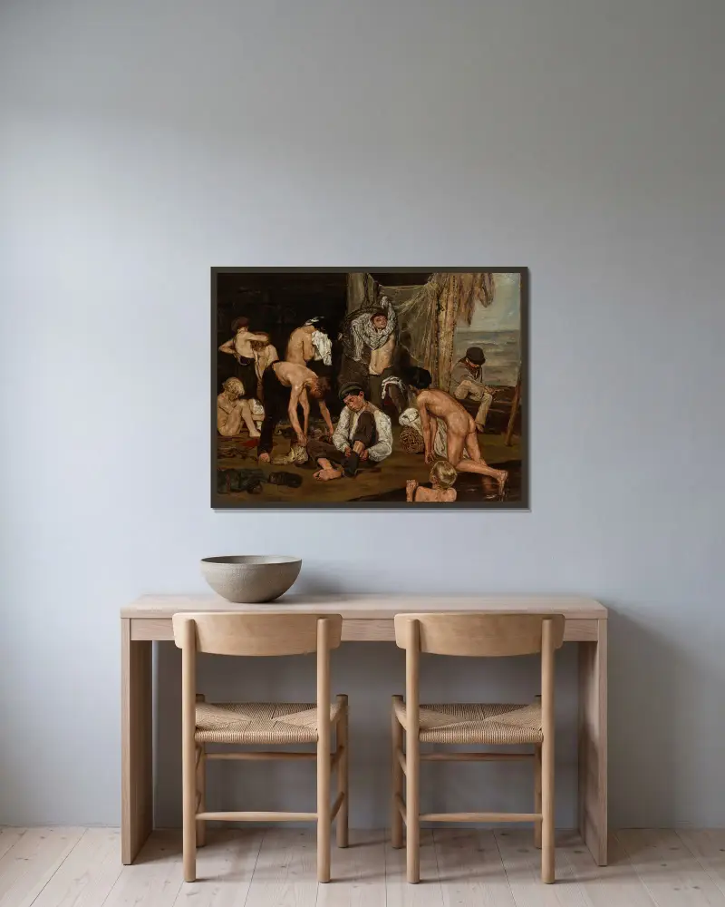 Badende von Max Liebermann gerahmt an einer Wand