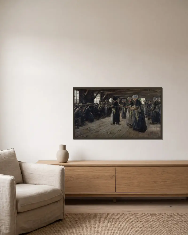 The Flax Barn at Laren av Max Liebermann inramad på en vägg