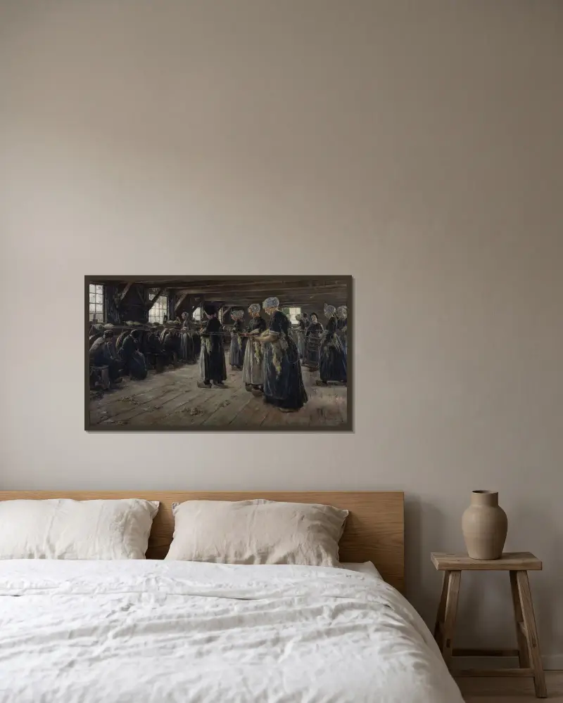 The Flax Barn at Laren av Max Liebermann inramad på en vägg