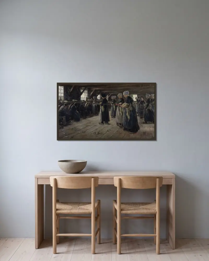 The Flax Barn at Laren av Max Liebermann inramad på en vägg