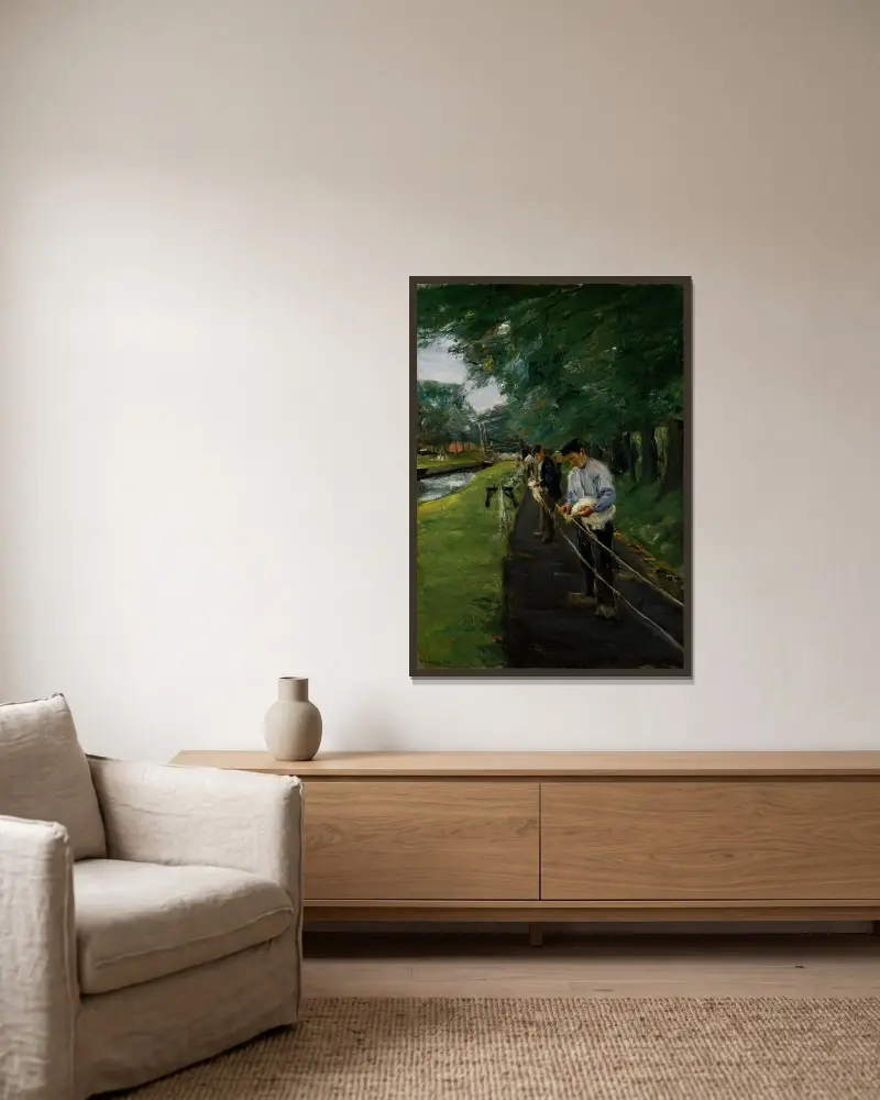 Repslagarbanan i Edam av Max Liebermann inramad på en vägg